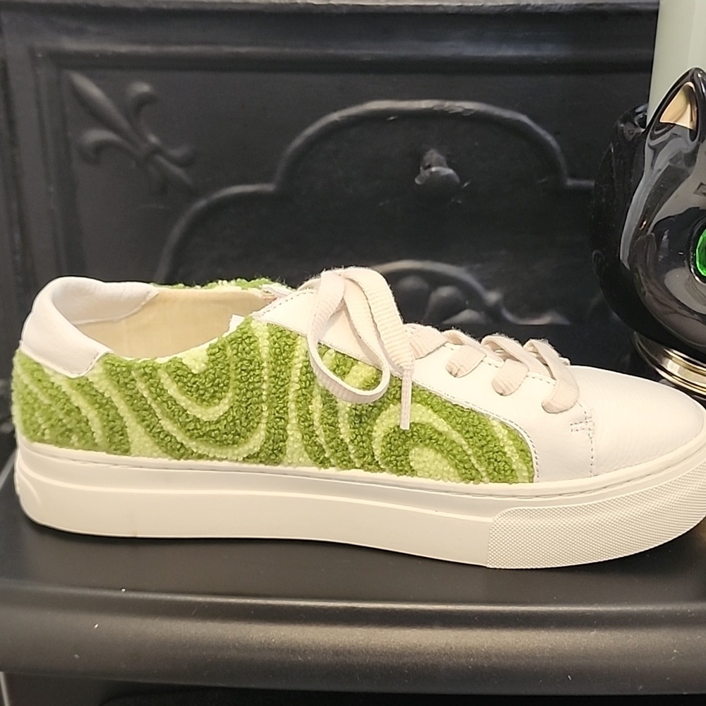 Soludos Ibiza Platform Psychedelic Spiral Sneakers Green White, Size 8 - Picture 4 of 13